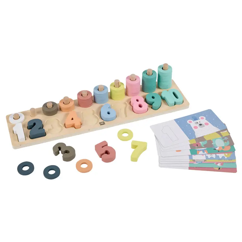 Eurekakids Wooden Number Recognition Puzzle With Educational Cards 1
