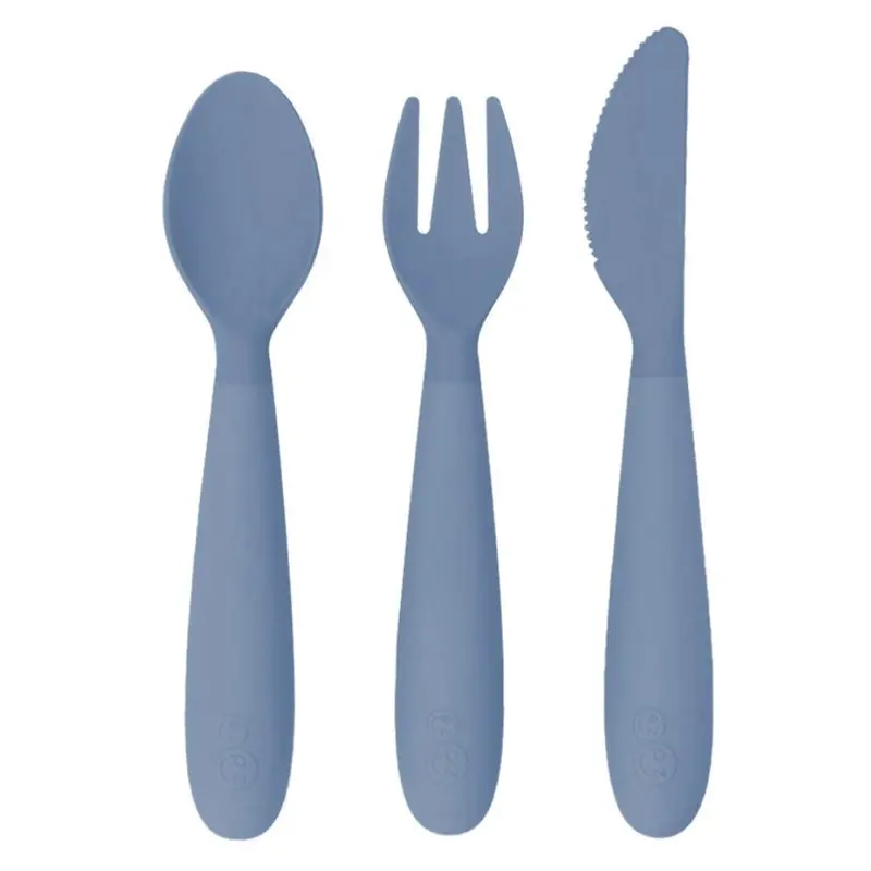 Ezpz Happy Utensils In Indigo – Toddler Training Cutlery 1