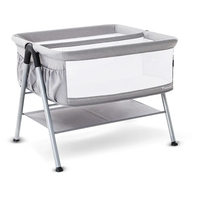 Fellow 2 Twin Bedside Crib Bassinet – Spacious Grey Dual-Nursing Solution By Teknum 1