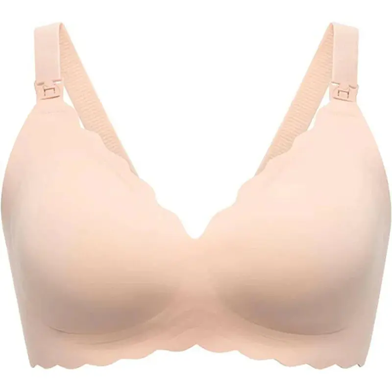 Floral Seamless Nursing Bra With Light Support – Beige, Momcozy 1