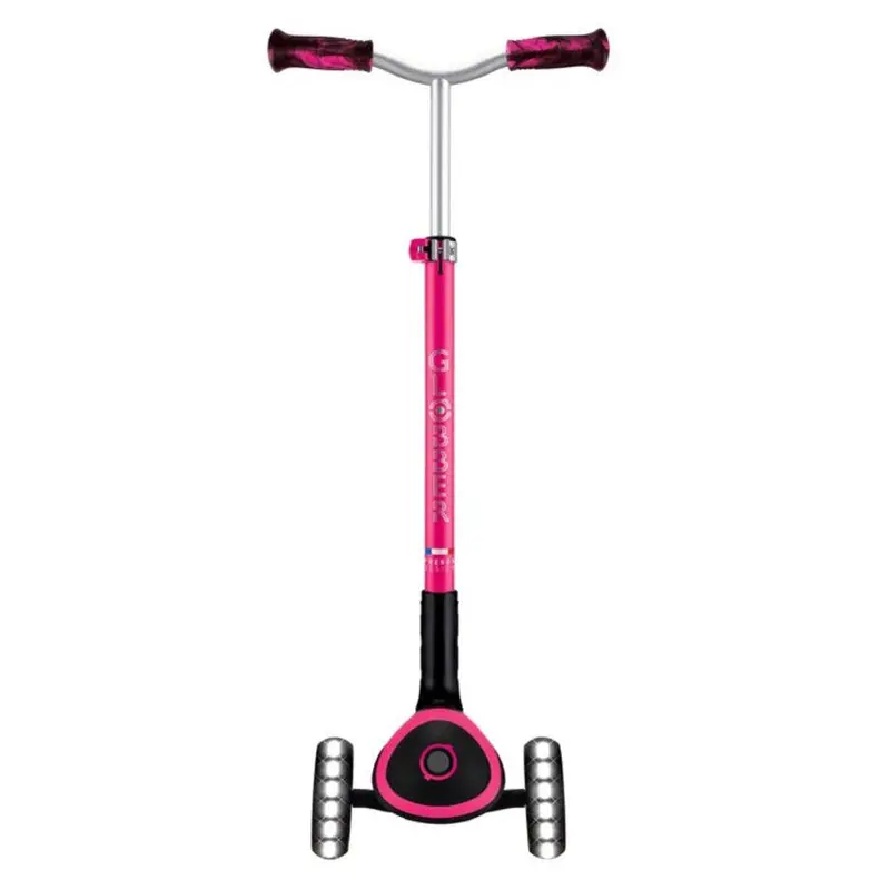 Globber Ace Foldable 3-Wheel Scooter With Led Wheels – Pink & Black 1