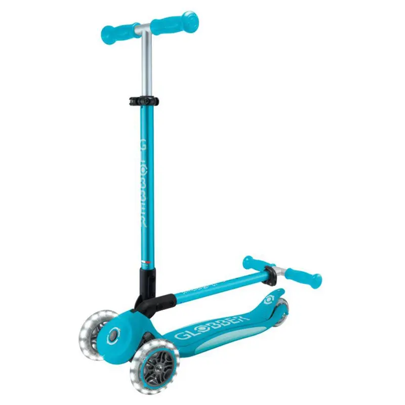 Globber Elite Lights Foldable 3-Wheel Kick Scooter – Blue 1