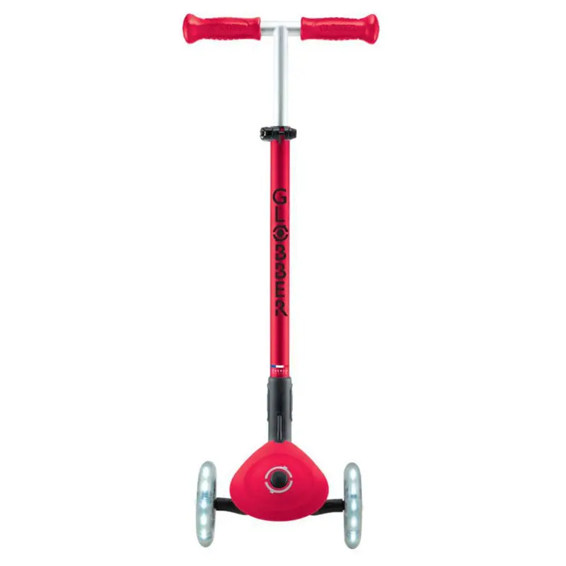 Globber Elite Lights Foldable 3-Wheel Kick Scooter – Red 1