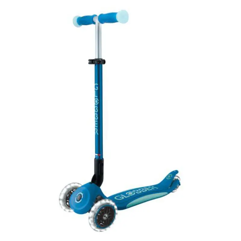 Globber Elite Lights Glow Foldable 3-Wheel Kick Scooter – Blue 1