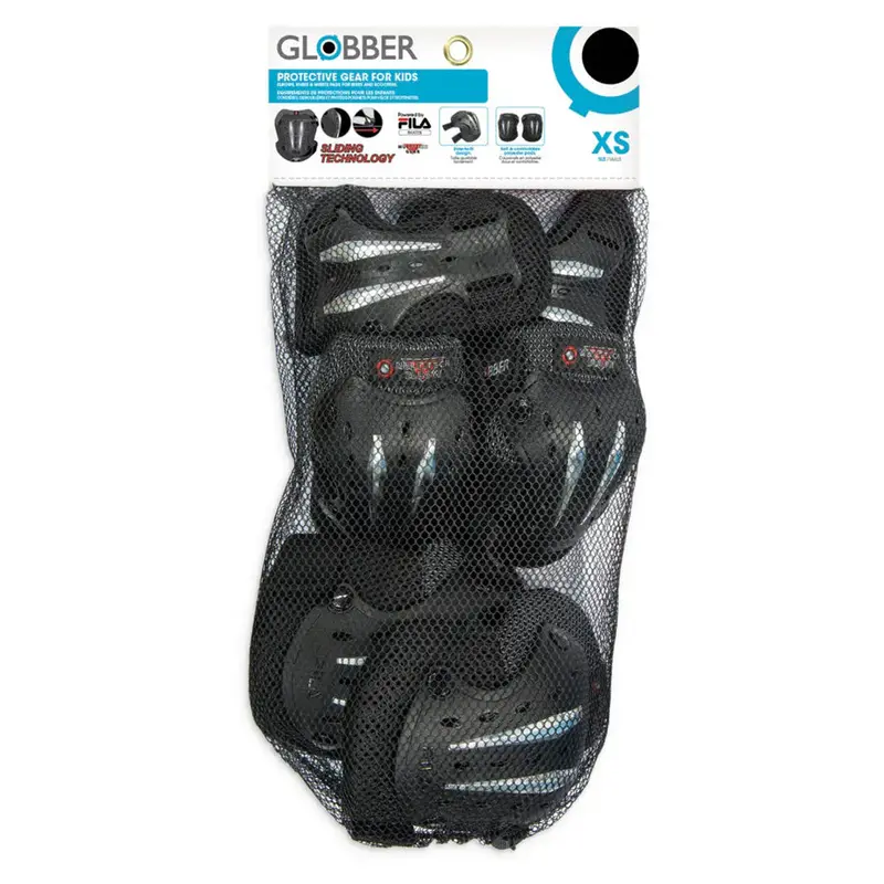 Globber Fila Kids Protective Gear Set – Small Size (Ages 6–10), Black 1