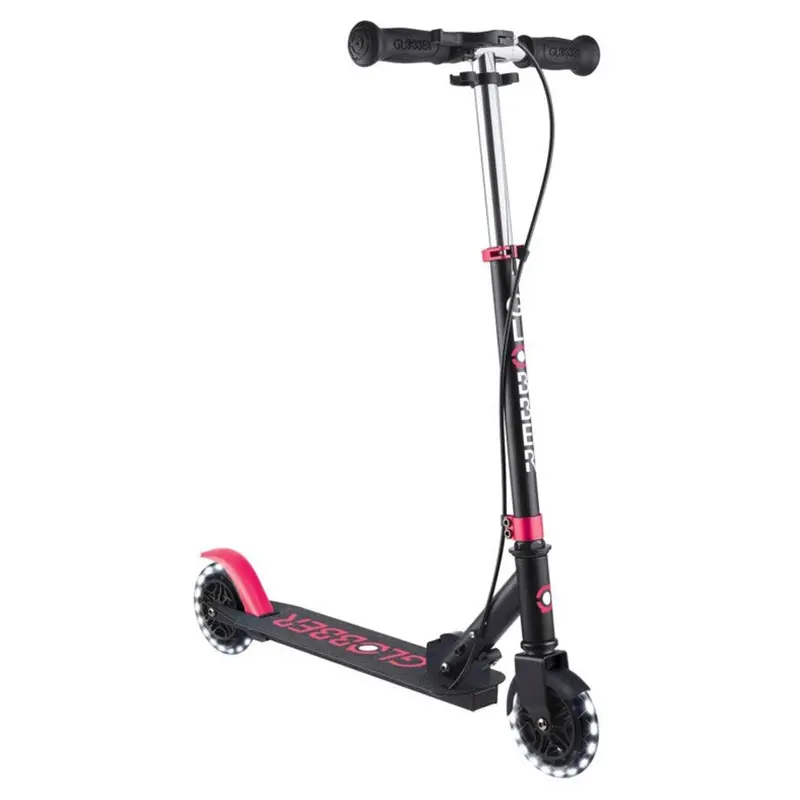 Globber Flow Element Foldable 2-Wheel Scooter With Illuminated Wheels – Black & Pink 1
