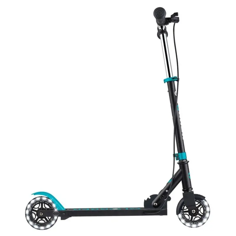 Globber Flow Element Foldable 2-Wheel Scooter With Led Wheels – Black & Mint Green 1