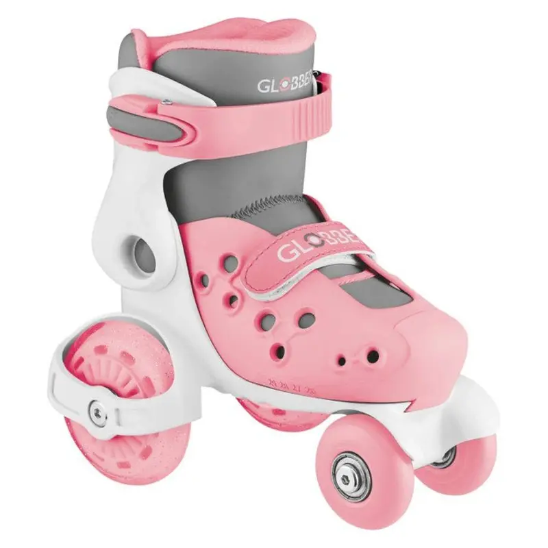 Globber Learning Quad Skates – Adjustable Pink And Grey Roller Skates (Eu 26–29) 1