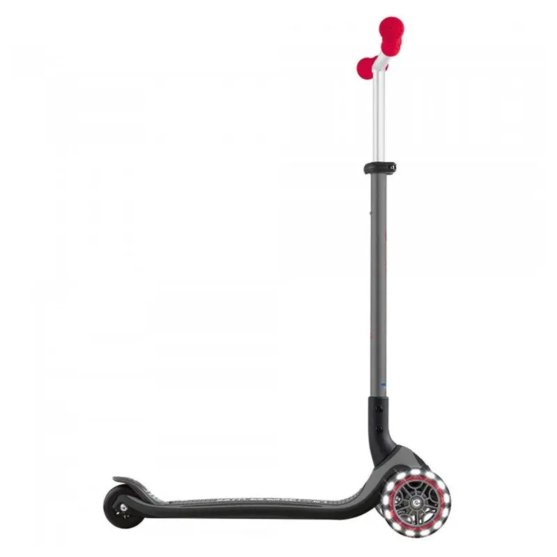 Globber Master Foldable 3-Wheel Scooter With Light-Up Wheels – Black & Red 1