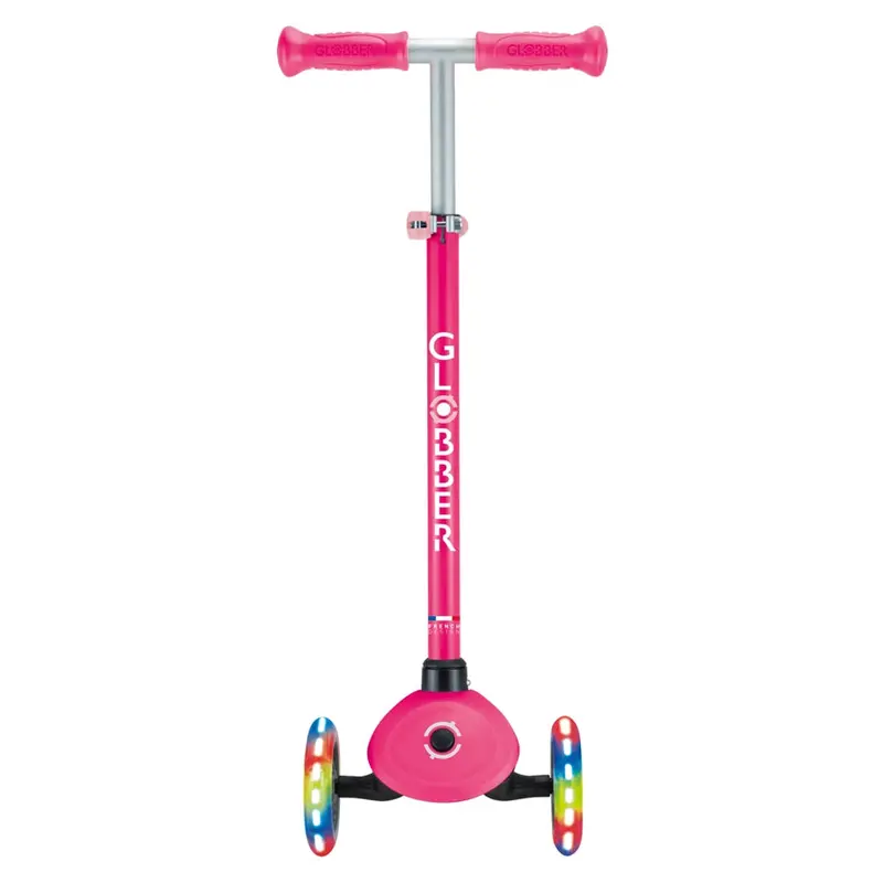 Globber Master Foldable 3-Wheel Scooter With Light-Up Wheels – Pink 1