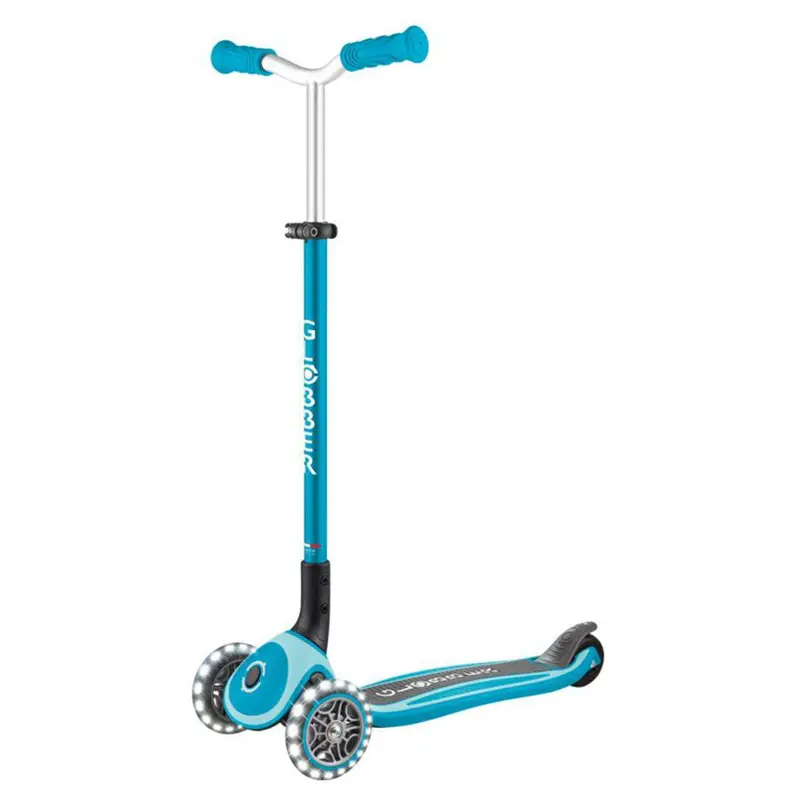 Globber Master Lights Foldable 3-Wheel Kick Scooter – Aqua 1