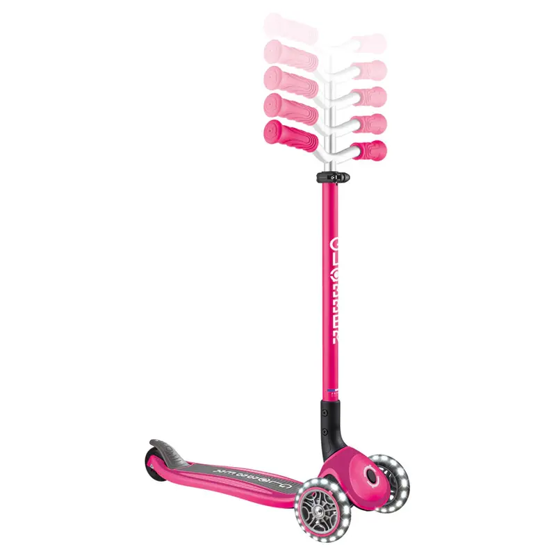 Globber Master Lights Foldable 3-Wheel Kick Scooter – Pink 1