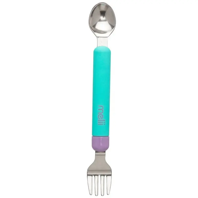 Green & Grey Detachable Spoon And Fork Set With Travel Case – Melii On-The-Go Utensils 1