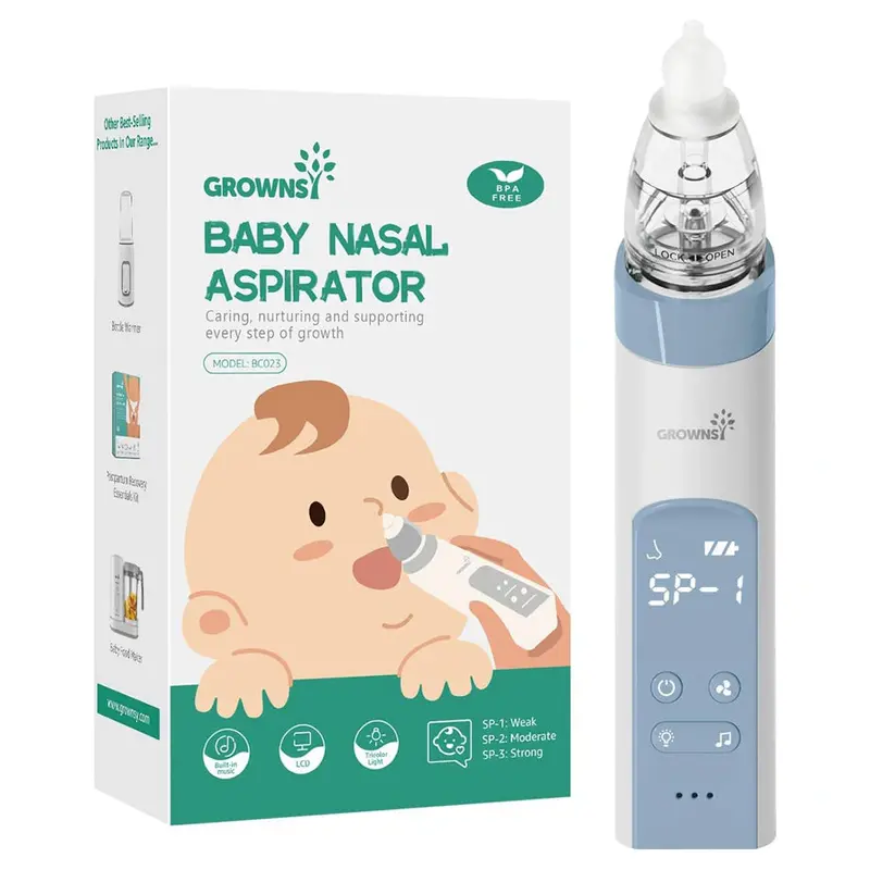 Grownsy Quiet Electric Nasal Aspirator With 3 Soft Silicone Tips 1