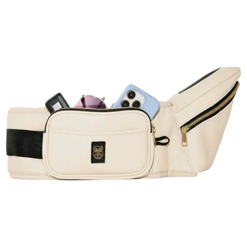 Hackerlily Hipsurfer Sand Vegan Leather Hip Carrier – Stylish & Supportive Baby Carrier 1