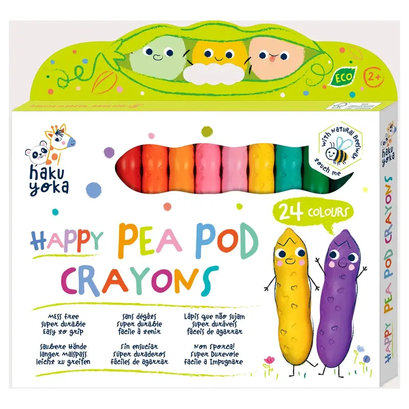 Haku Yoka Happy Pea Pod Crayons – 24-Color Starter Set 1
