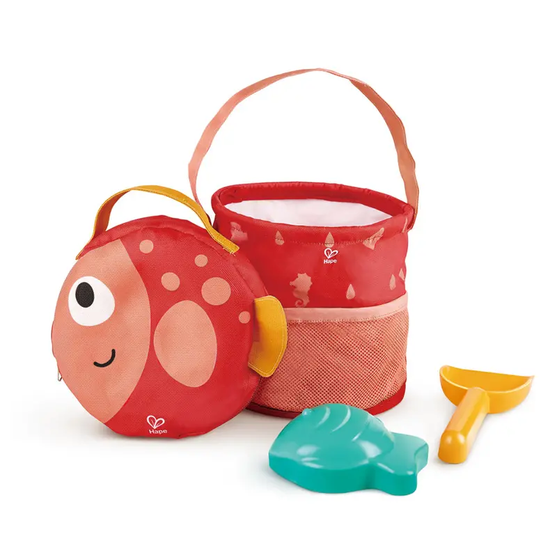 Hape Fold-And-Go Sand & Beach Toy Set – 4-Piece Kit With Carry Canvas Bag 1