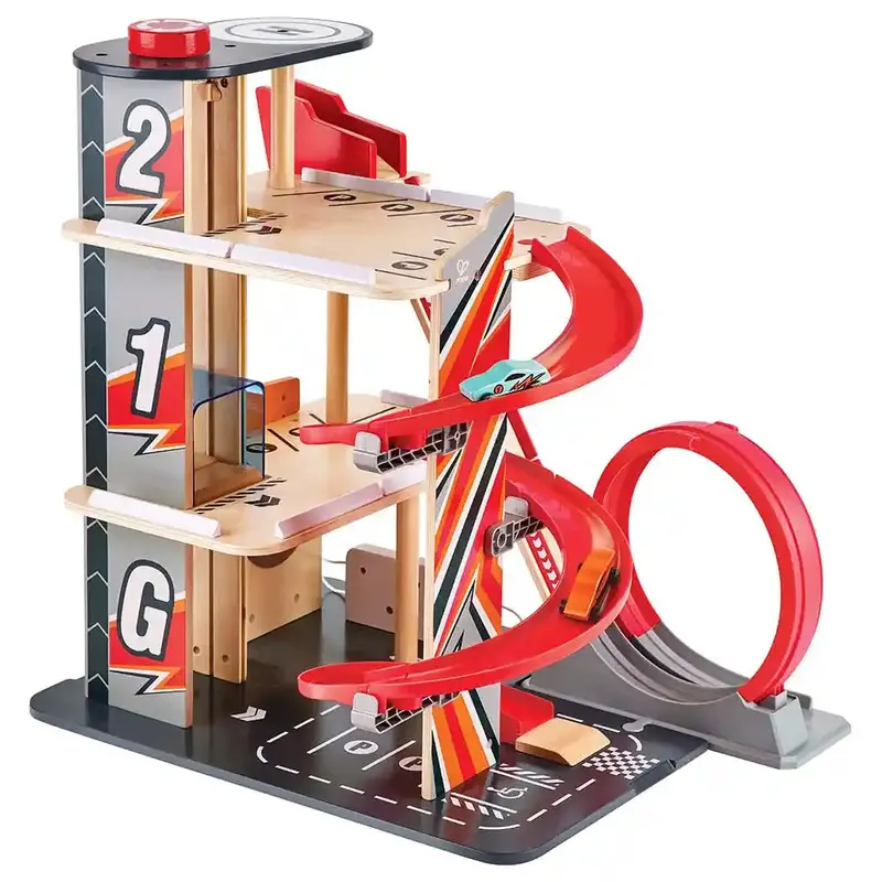 Hape Gearhead Stunt Garage Playset With Rolling Ramps 1