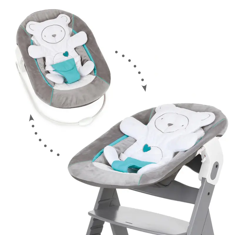 Hauck Alpha 2-In-1 Bouncer & Rocker – Grey Bear Hearts Design 1
