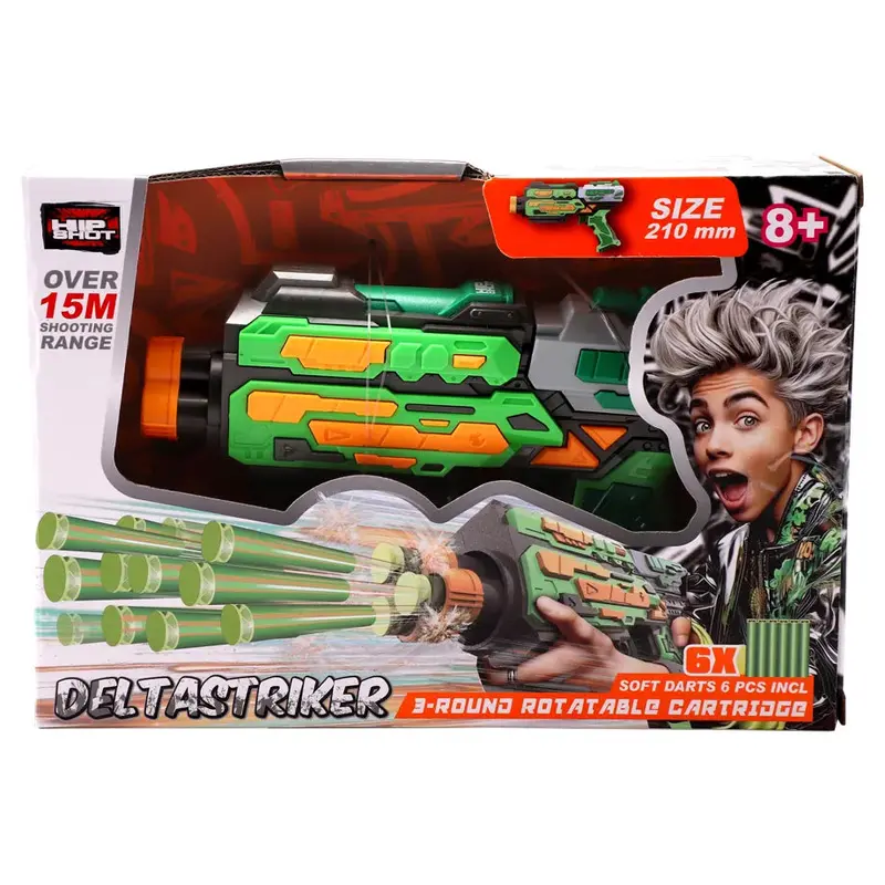 Hip Shot Mini Soft Bullet Shooter – 3-Round Trigger Action, Includes 6 Bullets 1