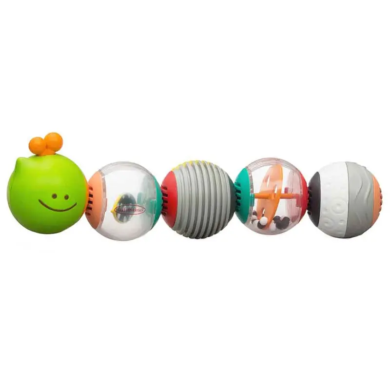 Infantino Caterpillar Activity Balls – Multi-Texture Sensory Roll-And-Grasp Set 1