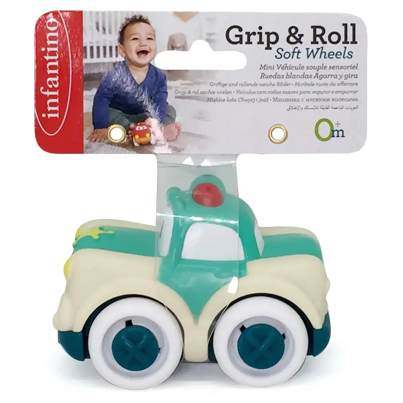 Infantino Grab & Roll Soft-Wheel Police Car – Sensory Toy For Babies 1