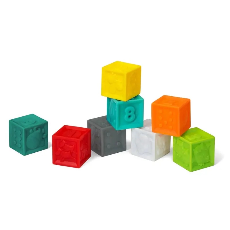 Infantino Squeeze & Stack Block Set – 8-Piece Soft Building Toy 1