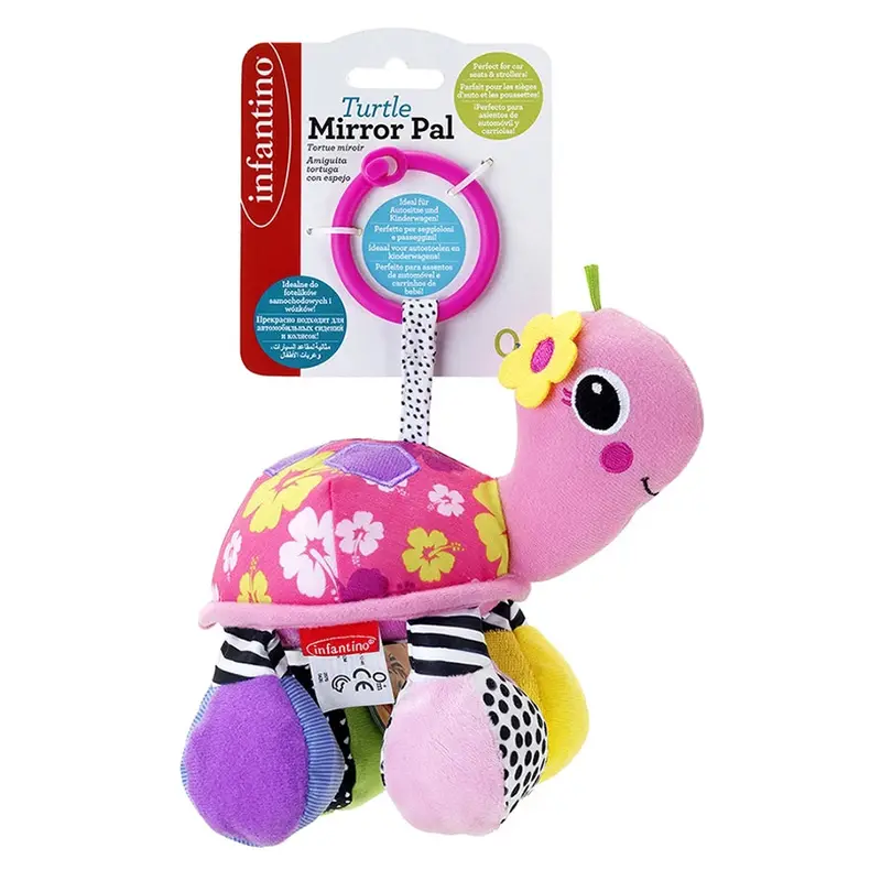 Infantino Turtle Mirror Pal Sparkle – Developmental Baby Toy With Reflective Surface & Gentle Chime (Newborn+) 1