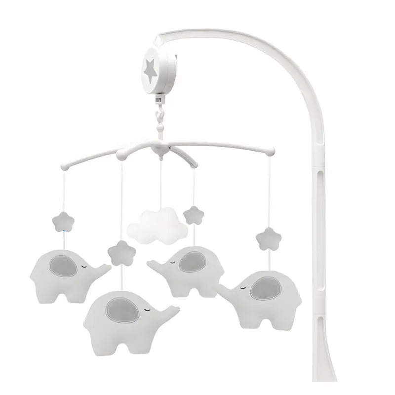 Jabadabado Elephant Music Mobile – Soothing Grey Hanging Nursery Mobile 1