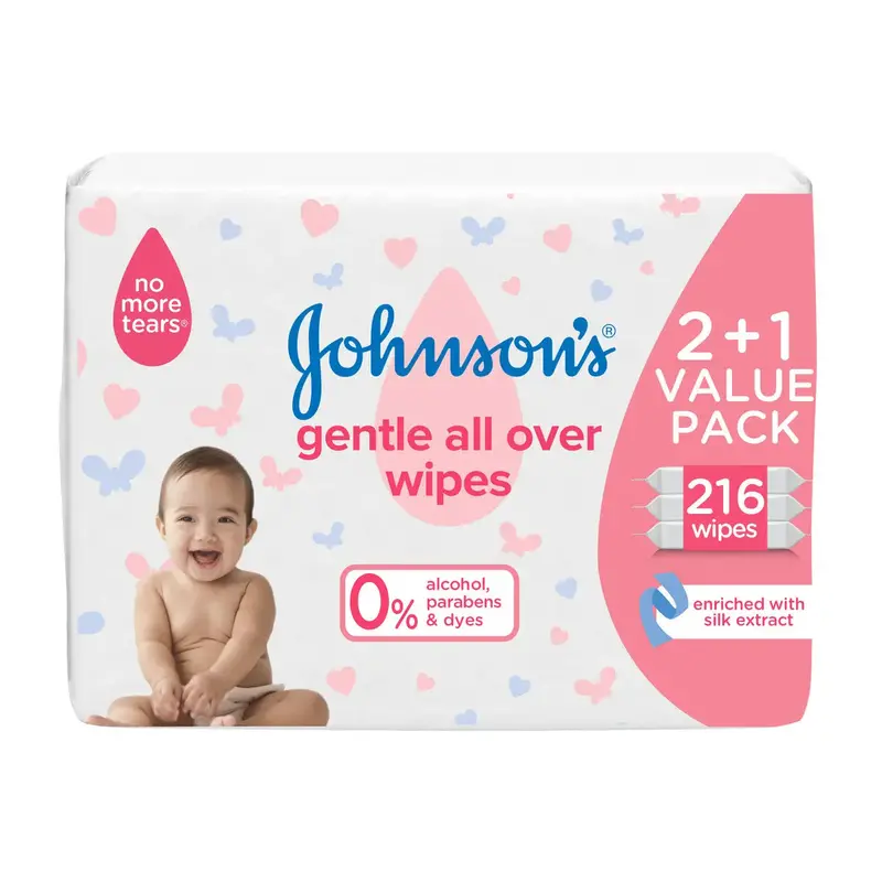 Johnson'S Baby Gentle All-Over Wipes – 216-Count Value Pack (2 + 1 Bonus) 1