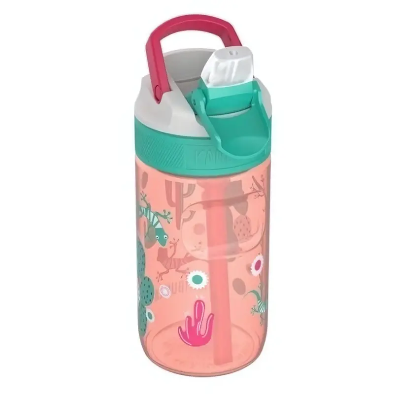 Kambukka Lagoon Straw Lid Water Bottle – 400Ml, Cactus Gekko Design 1