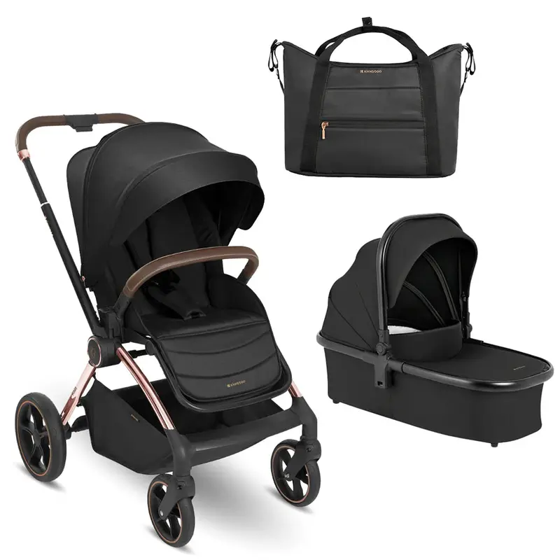 Kikkaboo Kara 2-In-1 Travel System Stroller With Reversible Carrycot – Black 1