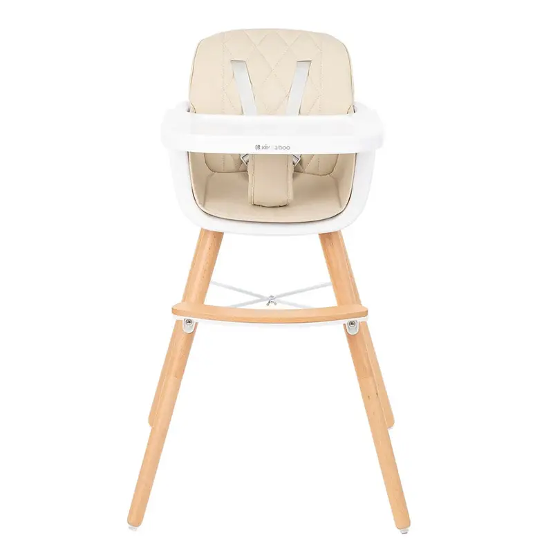 Kikkaboo Woody 2-In-1 Adjustable High Chair – Beige Finish (2024 Edition) 1
