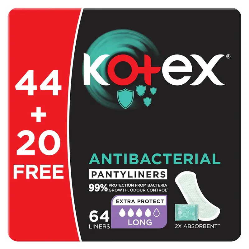 Kotex Antibacterial Daily Liners – 64-Count Pack 1