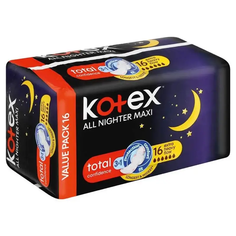 Kotex Maxi Night Extra-Thick Overnight Pads – 16 Count 1