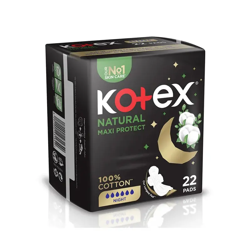 Kotex Natural Maxi Night Organic Cotton Pads – 22 Count 1