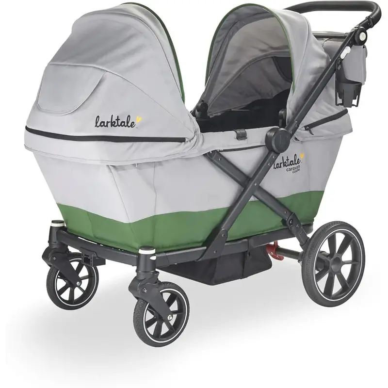 Larktale Caravan Coupe Wagon Stroller – Grey And Forest Green 1