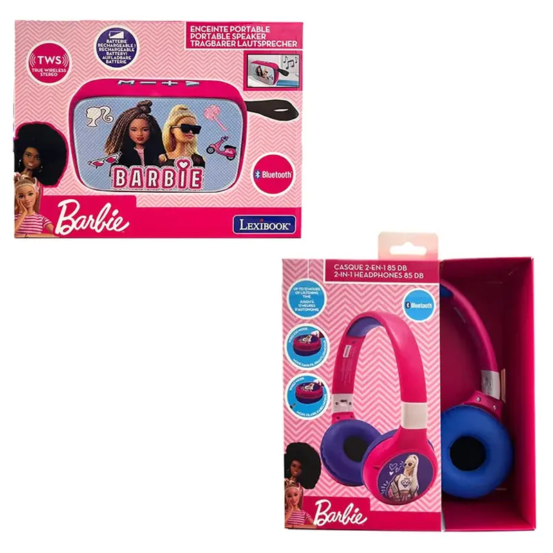 Lexibook Barbie Bluetooth Speaker With Foldable 2-In-1 Headphones 1