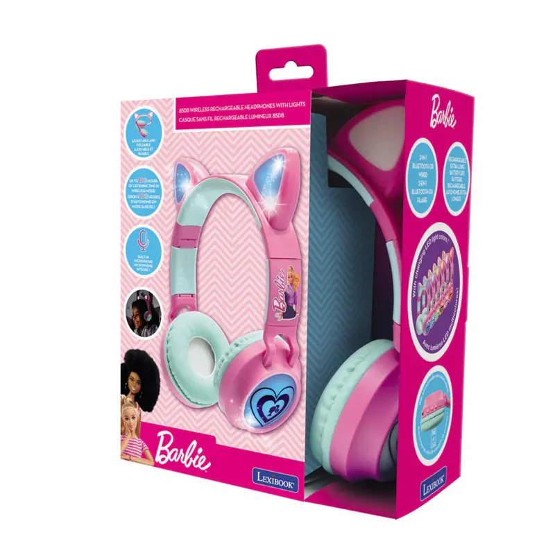 Lexibook Barbie Kids' Wireless Rechargeable Headphones With Led Lights 1