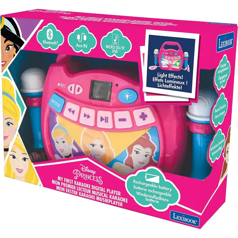 Lexibook Princess Bluetooth Speaker With Led Lights, Mic & Rechargeable Battery 1