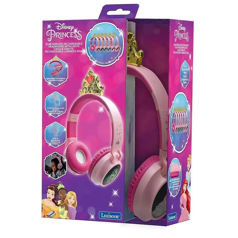 Lexibook Princess Foldable Headphones – Bluetooth & Wired Options 1