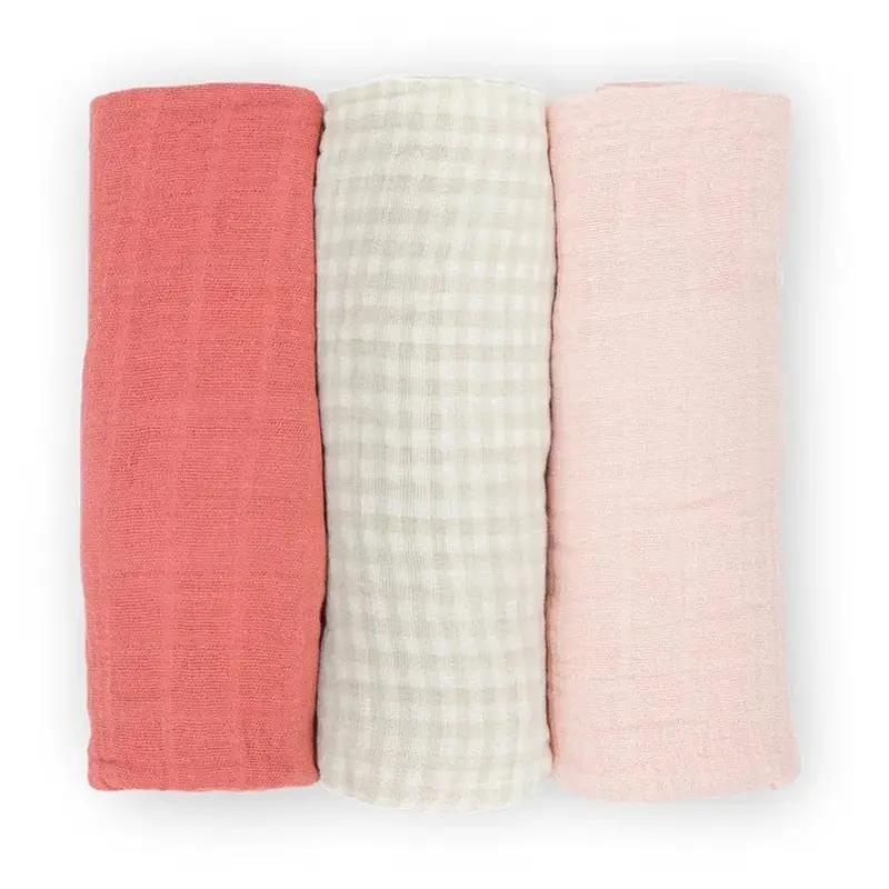 Light Pink 3-Piece Cotton Muslin Swaddle Set By Little Unicorn 1