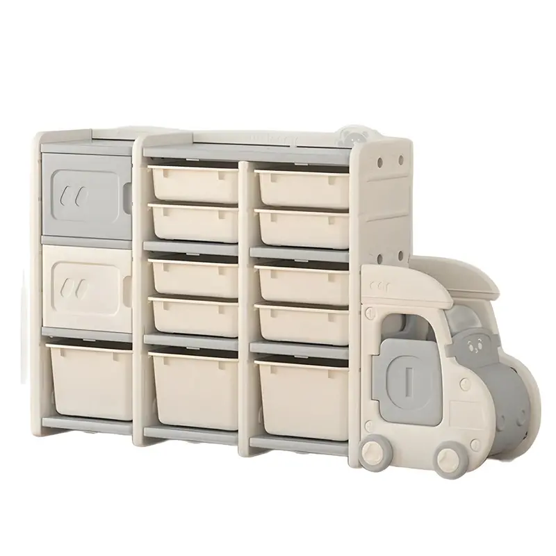 Little Angel Toy Organizer Cabinet With Bins & Pull-Along Car Cart (Large) 1