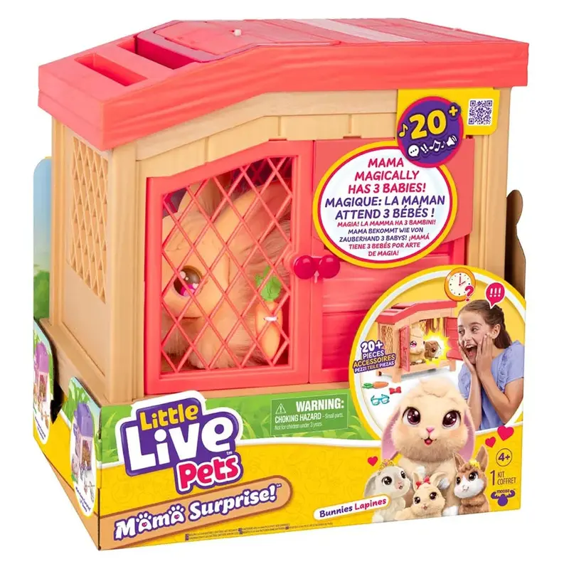 Little Live Pets Series 5 Mama Surprise Bunny – Interactive Care-And-Discover Playset (20+ Pieces) 1