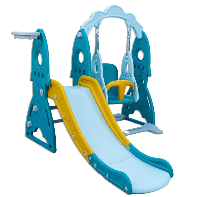 Little Toddler Green-Orange 3-In-1 Playset: Height-Adjustable Slide, Swing & Basketball Hoop 1