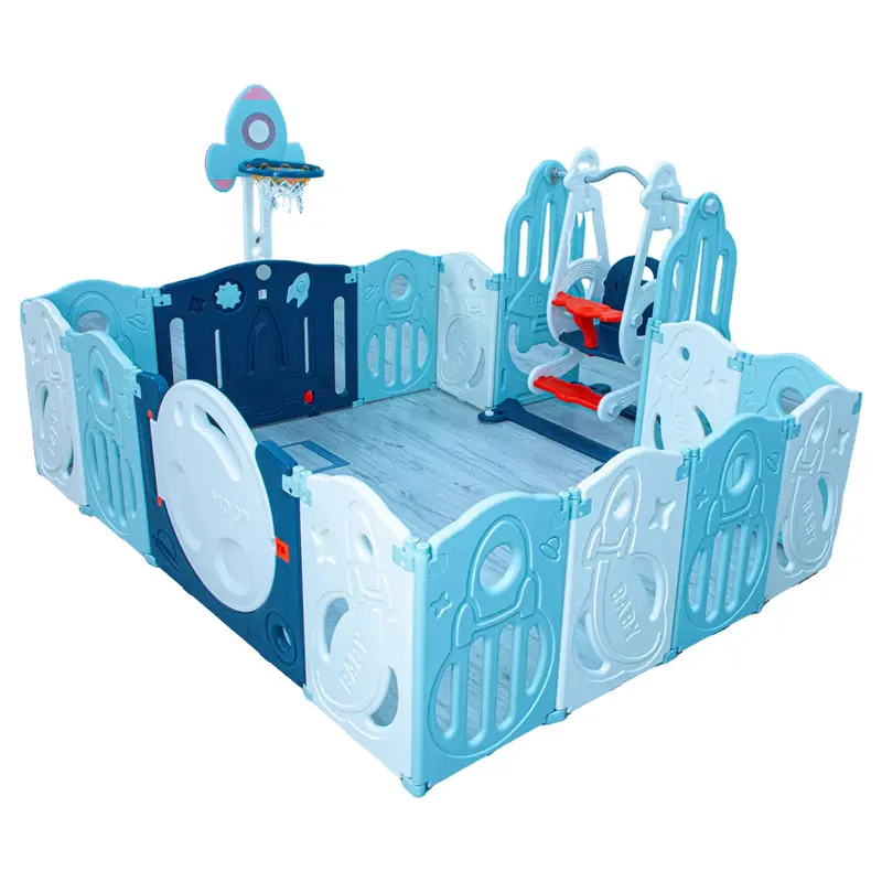 Little Toddlers Large Foldable Playpen With Hoop & Swing – 160 X 200 X 63 Cm 1
