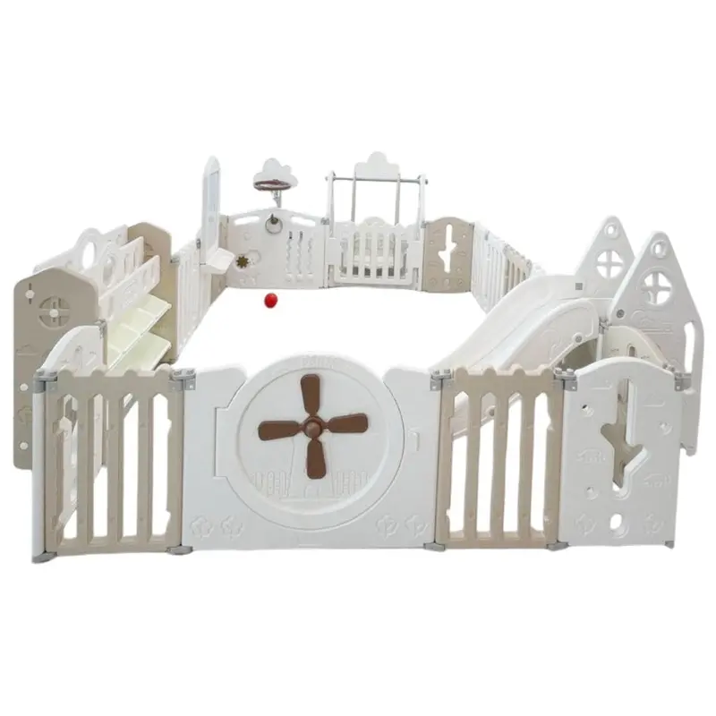 Little Toddlers Multi-Activity Playpen – Foldable Design With Basketball Hoop & Swing, 180 X 240 Cm 1