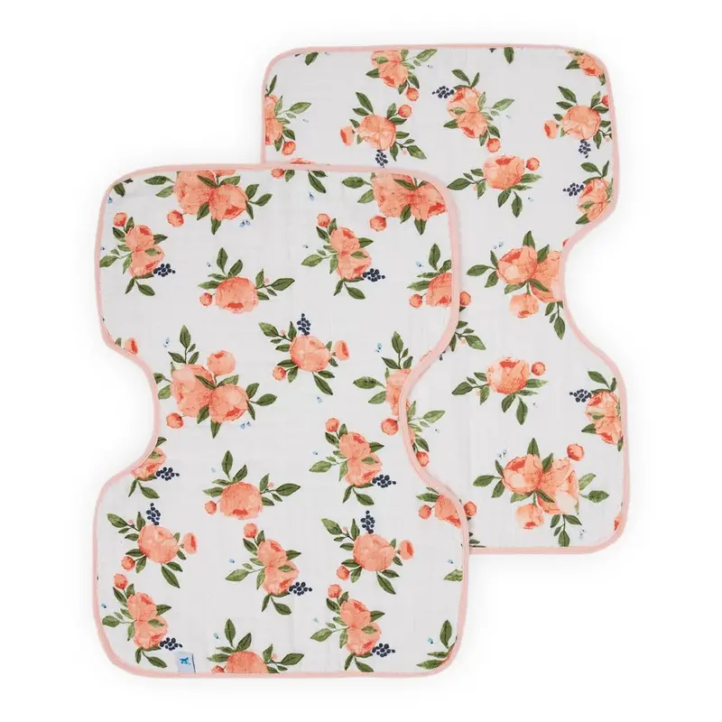 Little Unicorn Watercolor Roses Burp Cloths – 2-Pack Cotton Muslin 1