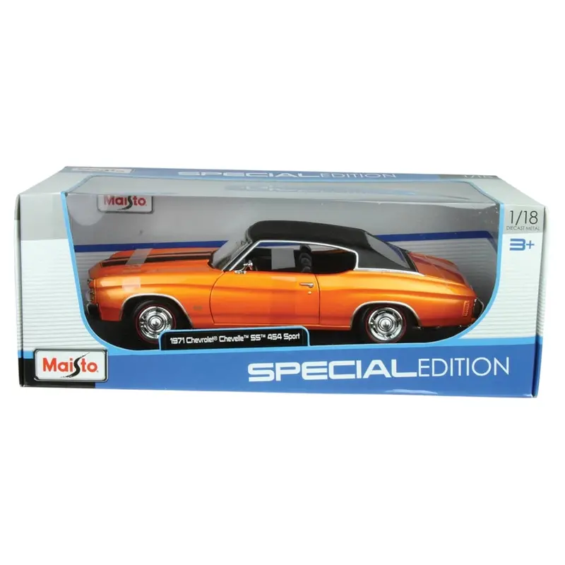 Maisto Chevrolet Chevelle Ss 454 Collector Car – Orange/Black Two-Tone Die-Cast Model 1