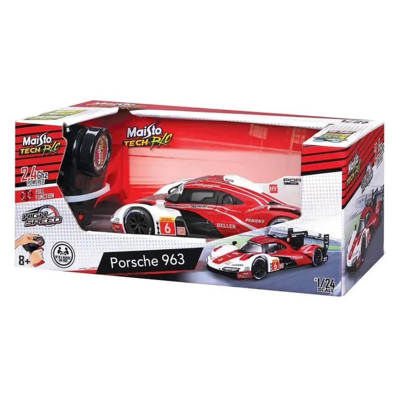 Maisto Tech 1:24 Radio-Controlled Porsche 963 #6 Racing Car – Red, White, Black 1